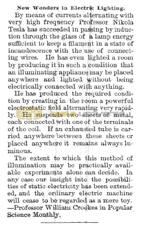 Preview of New Wonders in Electric Lighting article