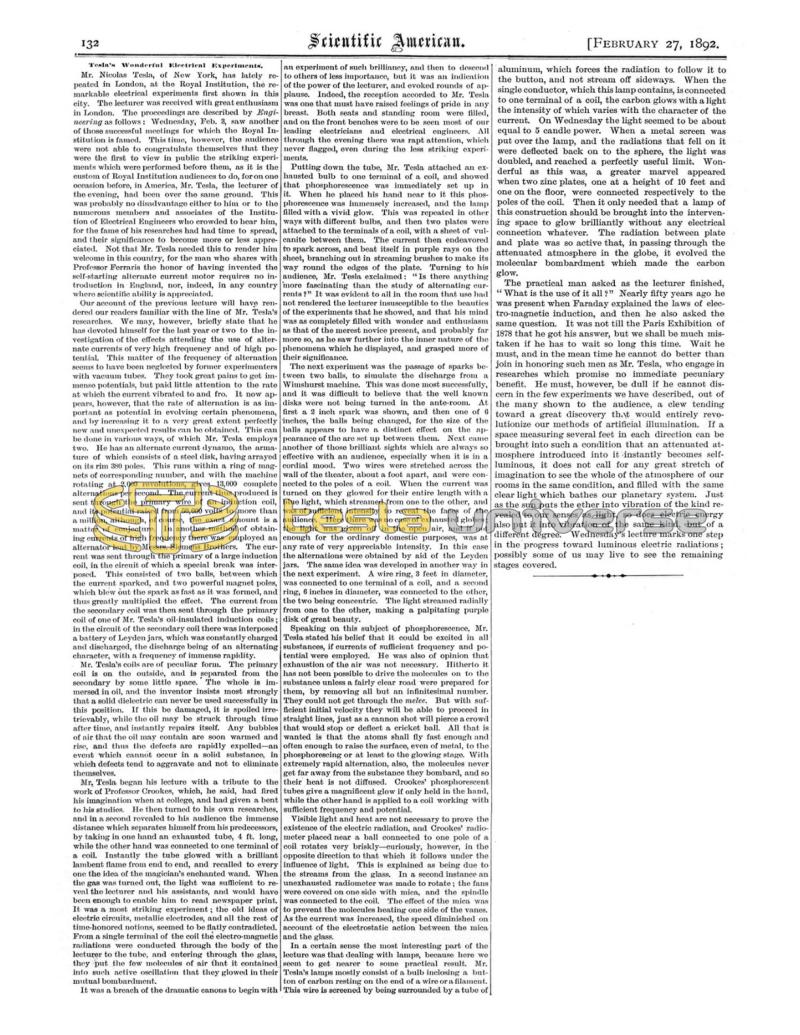 Preview of Tesla's Wonderful Electrical Experiments article