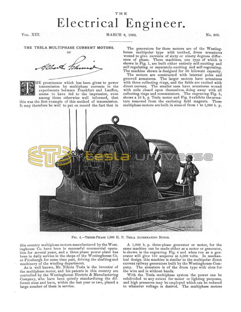 Preview of The Tesla Multiphase Current Motors article