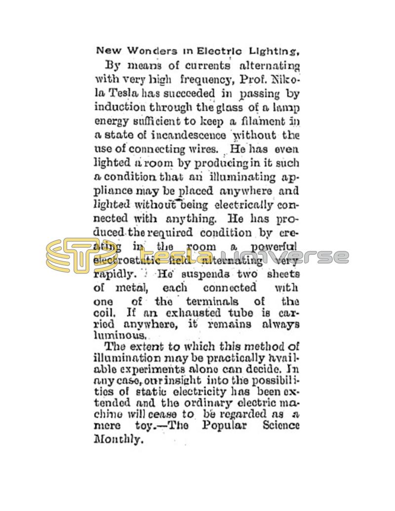 Preview of New Wonders in Electric Lighting article