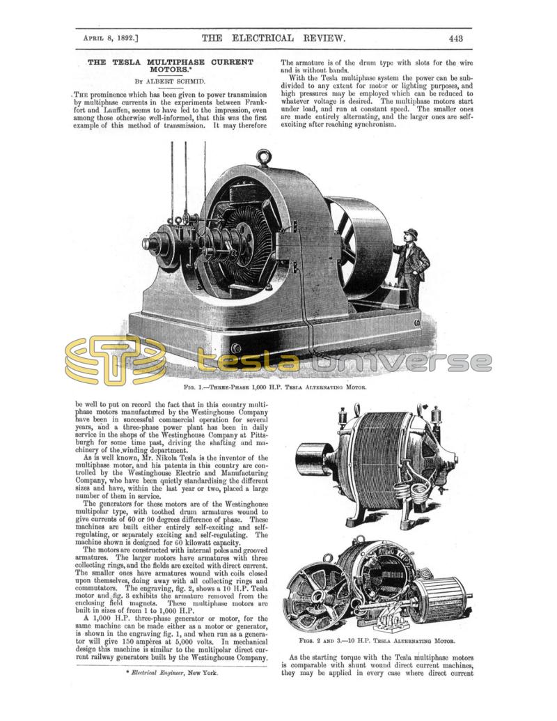 Preview of The Tesla Multiphase Current Motors (reprint) article