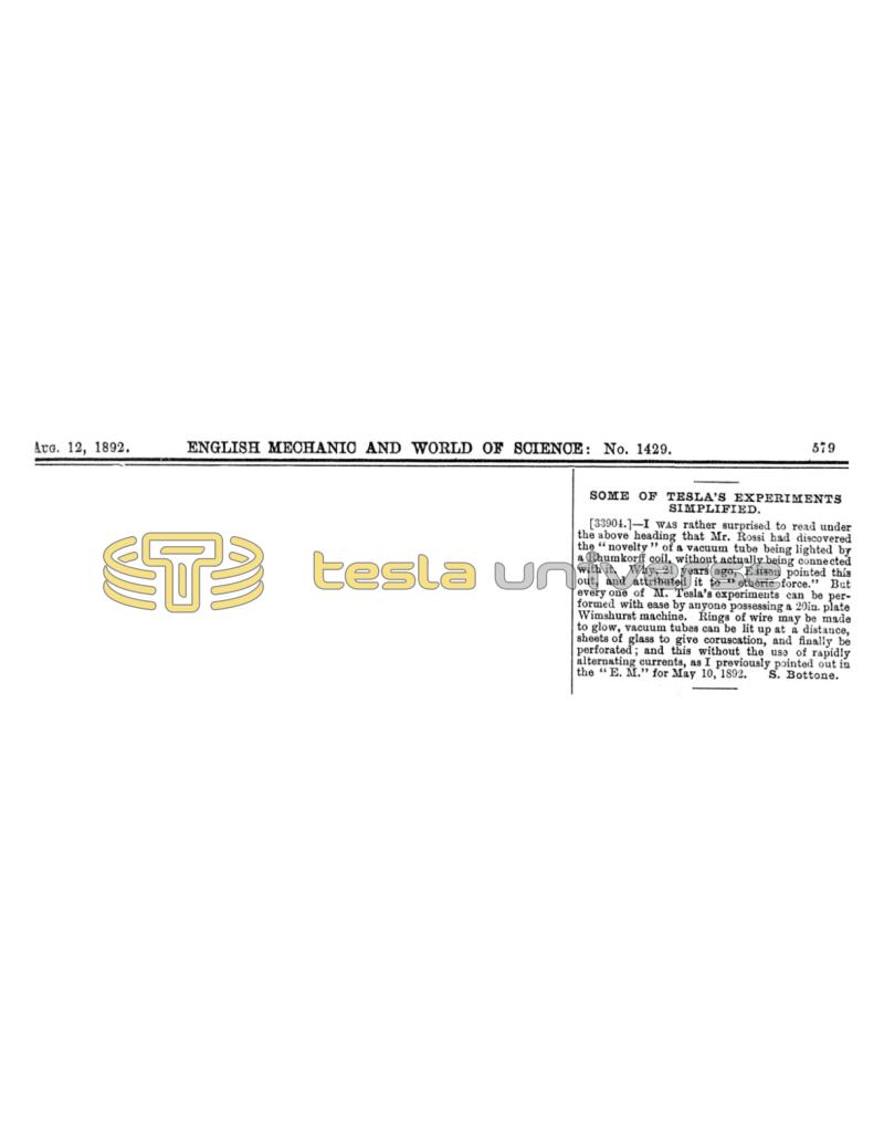 Preview of Some of Tesla's Experiments Simplified - Commentary article