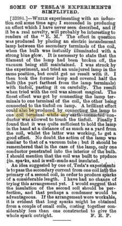 Preview of Some of Tesla's Experiments Simplified - Commentary 2 article