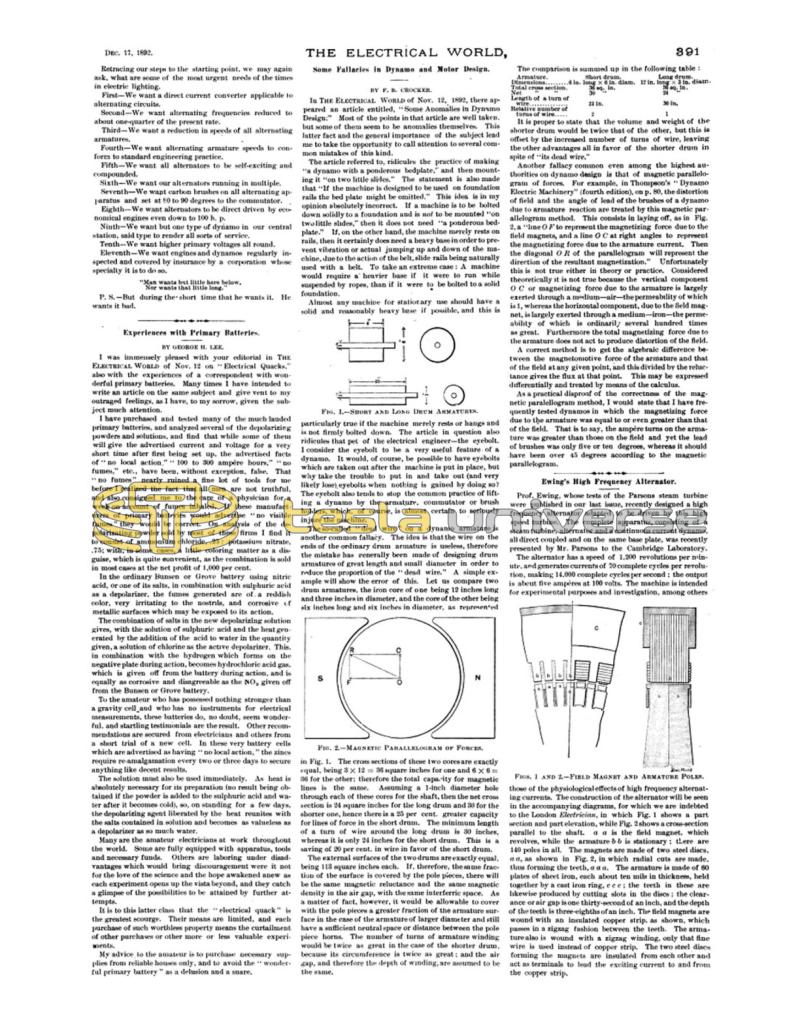 Preview of Ewing's High Frequency Alternator article