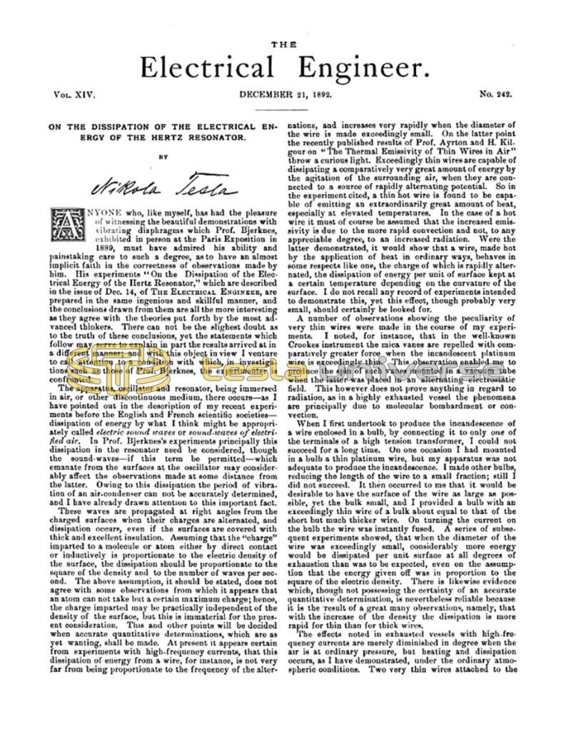 Preview of On the Dissipation of the Electrical Energy of the Hertz Resonator article