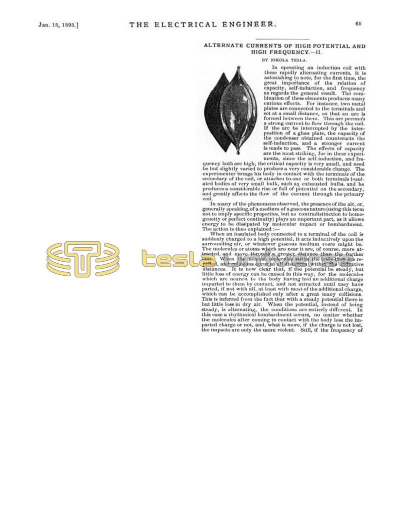 Preview of Alternate Currents of High Potential and High Frequency - II article