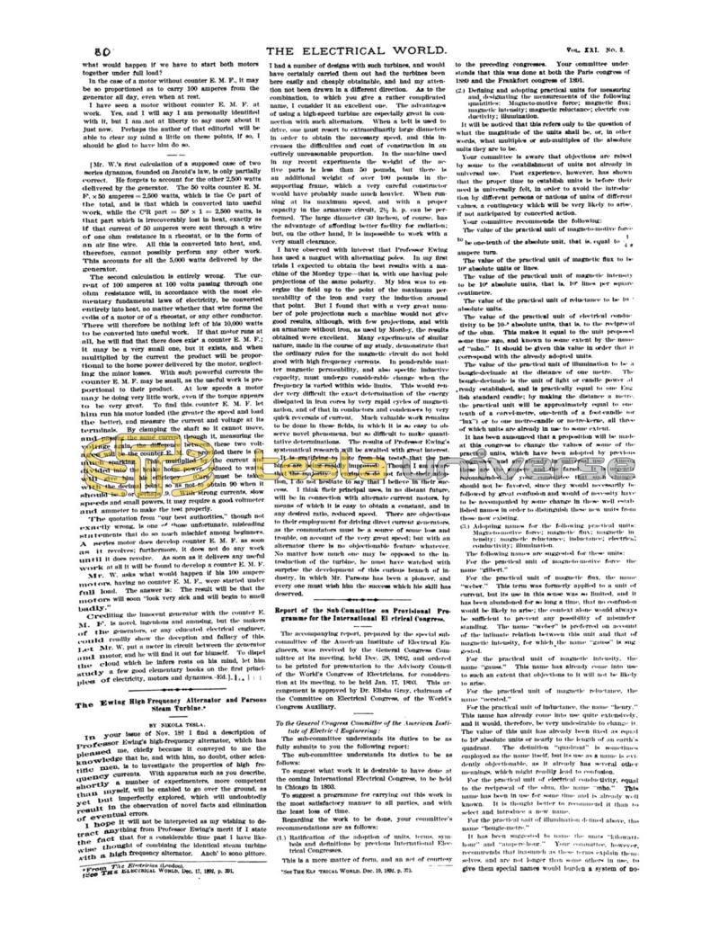 Preview of The Ewing High-Frequency Alternator and Parsons Steam Engine * article