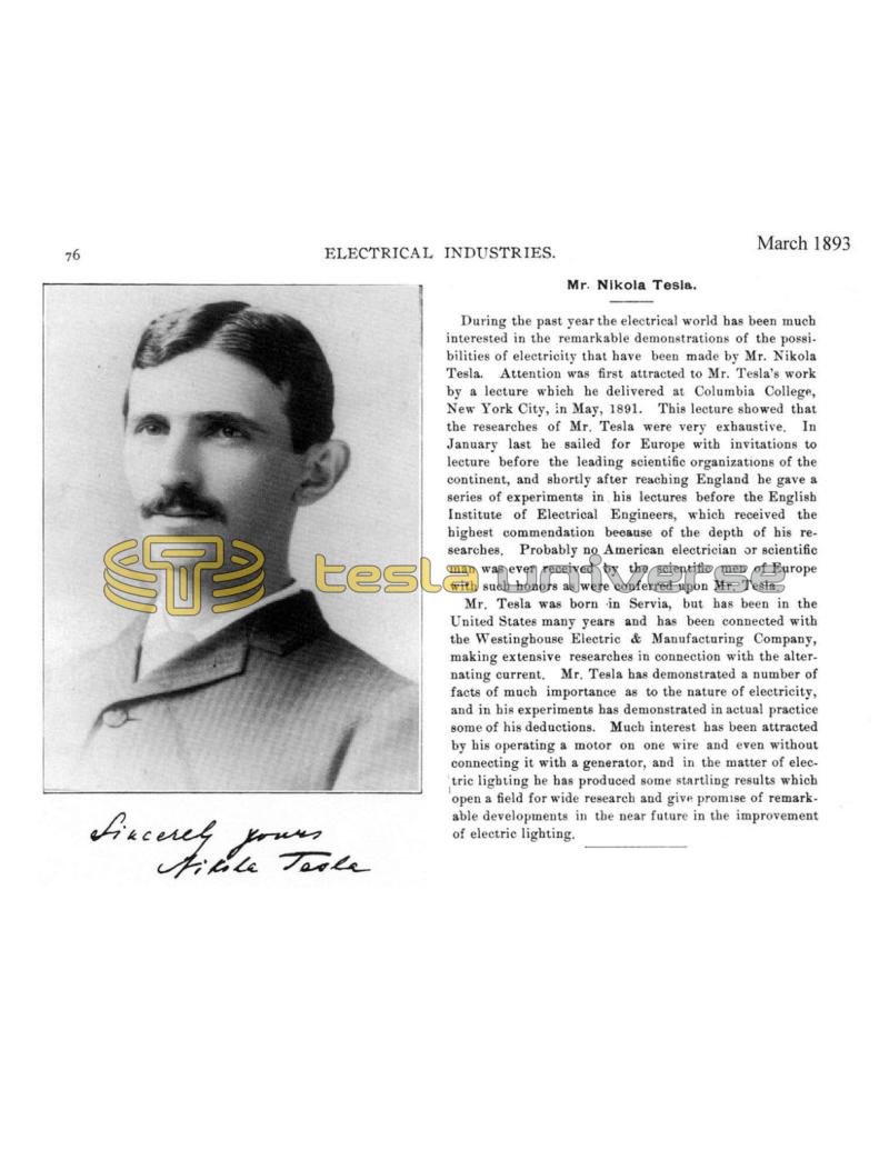 Preview of Mr. Nikola Tesla's Remarkable Demonstrations article