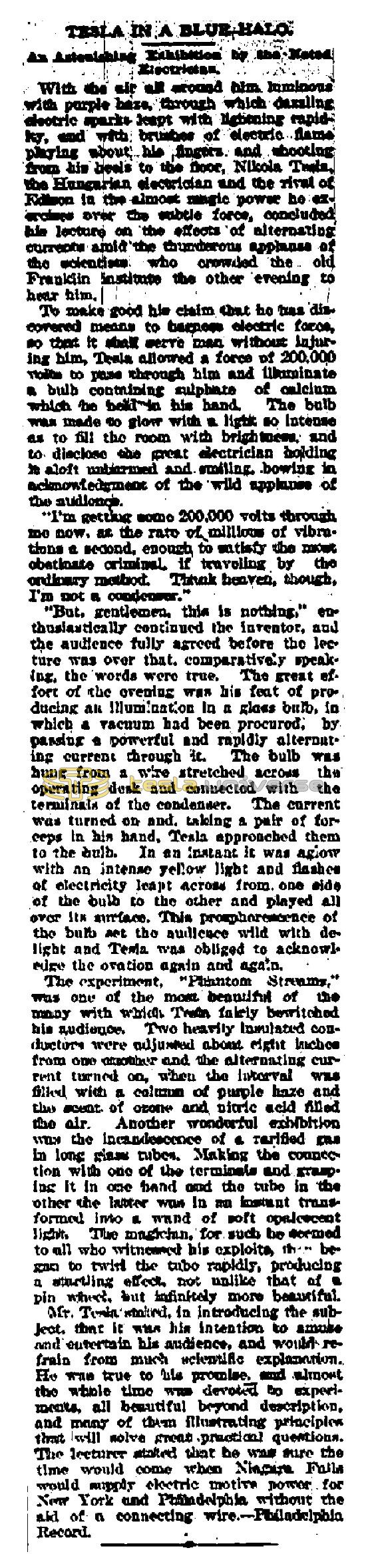 Preview of Tesla in a Blue Halo article