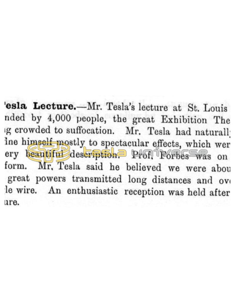 Preview of Tesla Lecture  - Theater Crowded to Suffocation article