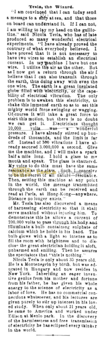 Preview of Tesla, The Wizard - Willing to Lay His Head on Guillotine article