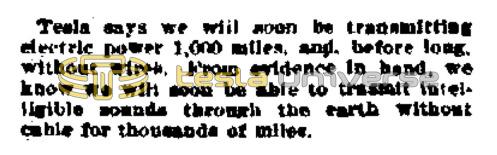 Preview of Tesla Says We Will Soon Transmit Power 1,000 Miles article