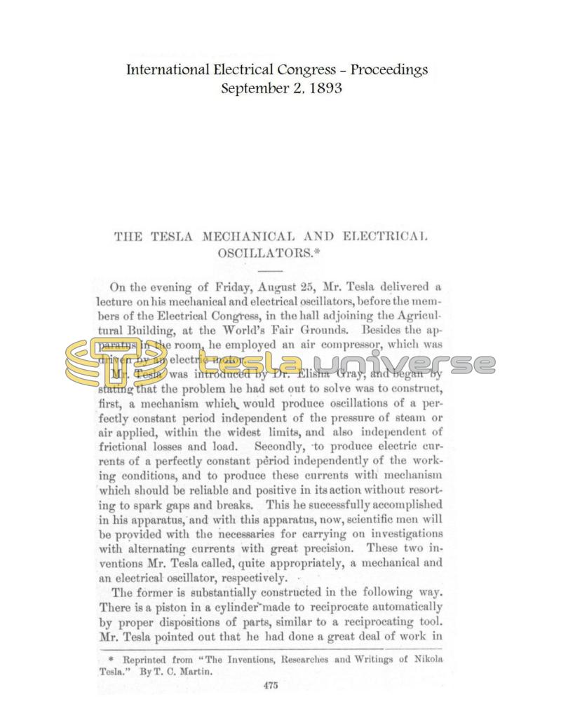 Preview of The Tesla Mechanical and Electrical Oscillators article