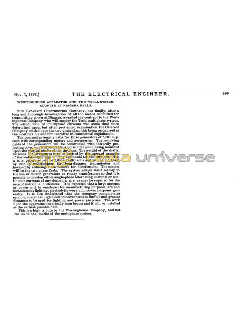 Preview of Westinghouse Apparatus And The Tesla System Adopted At Niagara Falls article