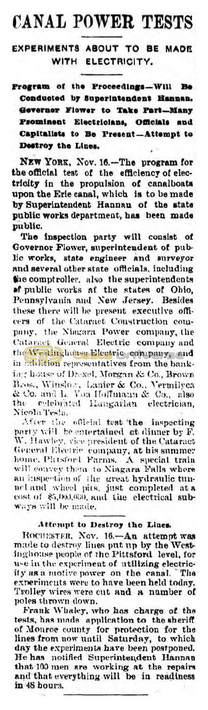 Preview of Canal Power Tests (reprint) article