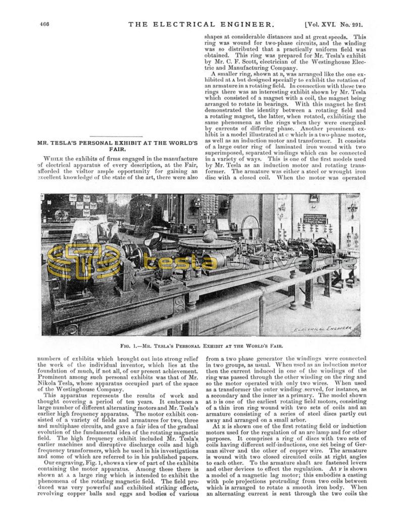 Preview of Mr. Tesla's Personal Exhibit at the World’s Fair article