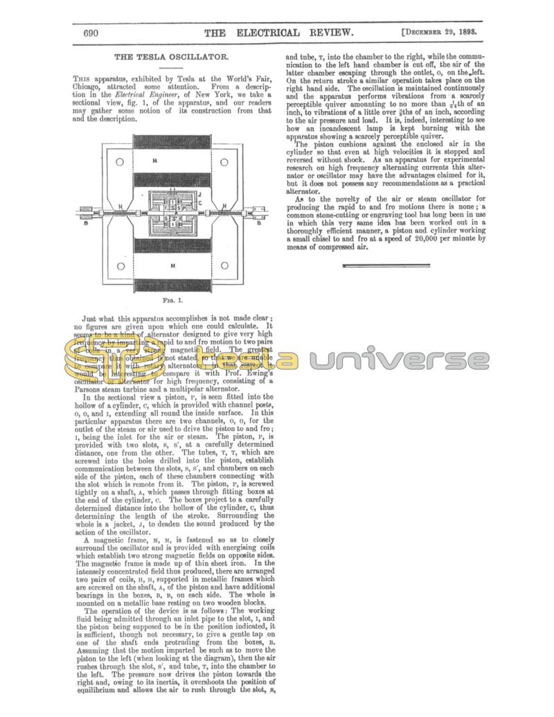Preview of The Tesla Oscillator (December 29, 1893) article