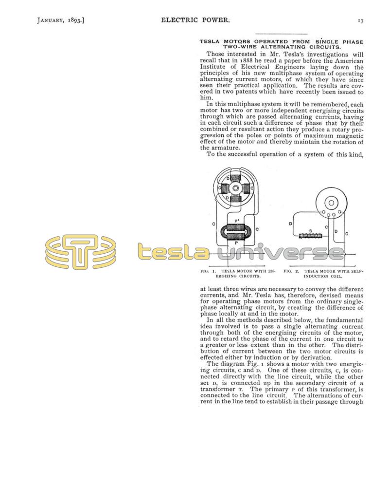 Preview of Tesla Motors Operated from Single Phase Two-Wire Alternating Circuits  (reprint 2) article