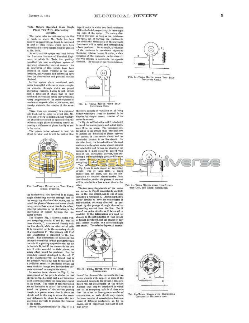 Preview of Tesla Motors Operated from Single Phase Two-Wire Alternating Circuits (reprint 4) article