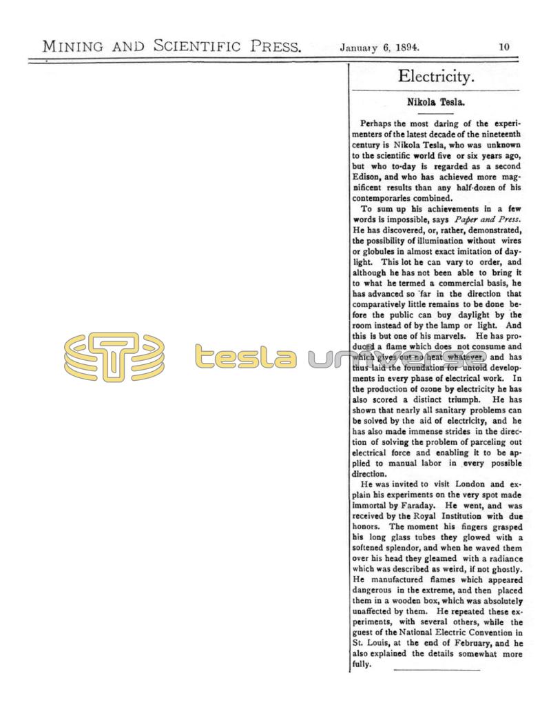 Preview of The Achievements of Nikola Tesla article