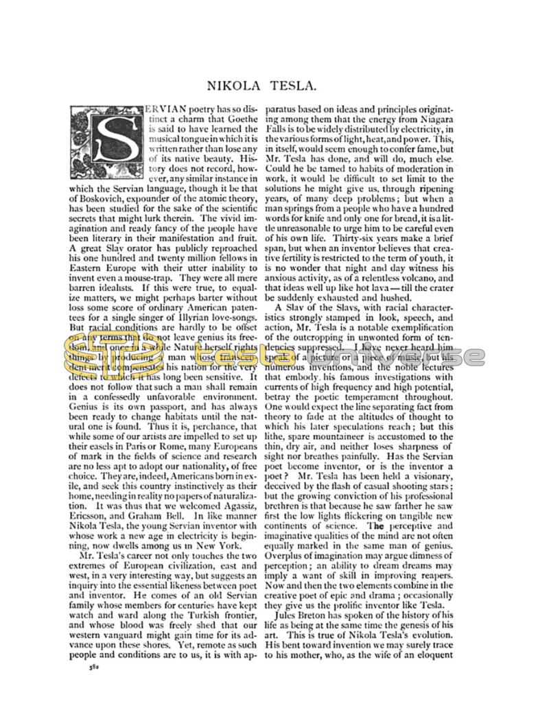 Preview of Nikola Tesla (Earliest Biographical Text) article