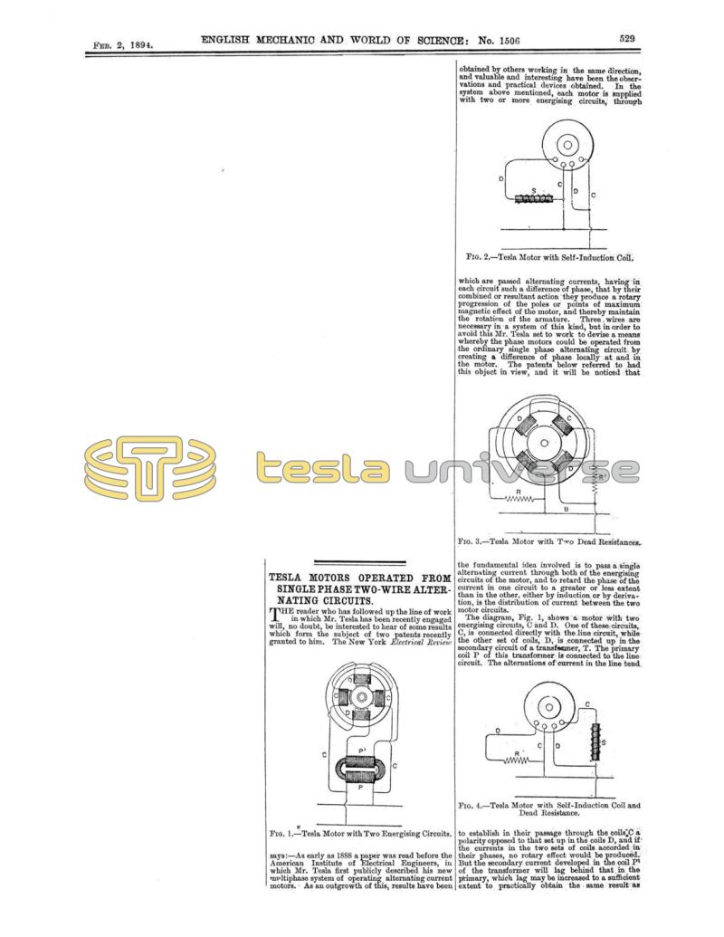 Preview of Tesla Motors Operated from Single Phase Two-Wire Alternating Circuits (reprint 3) article