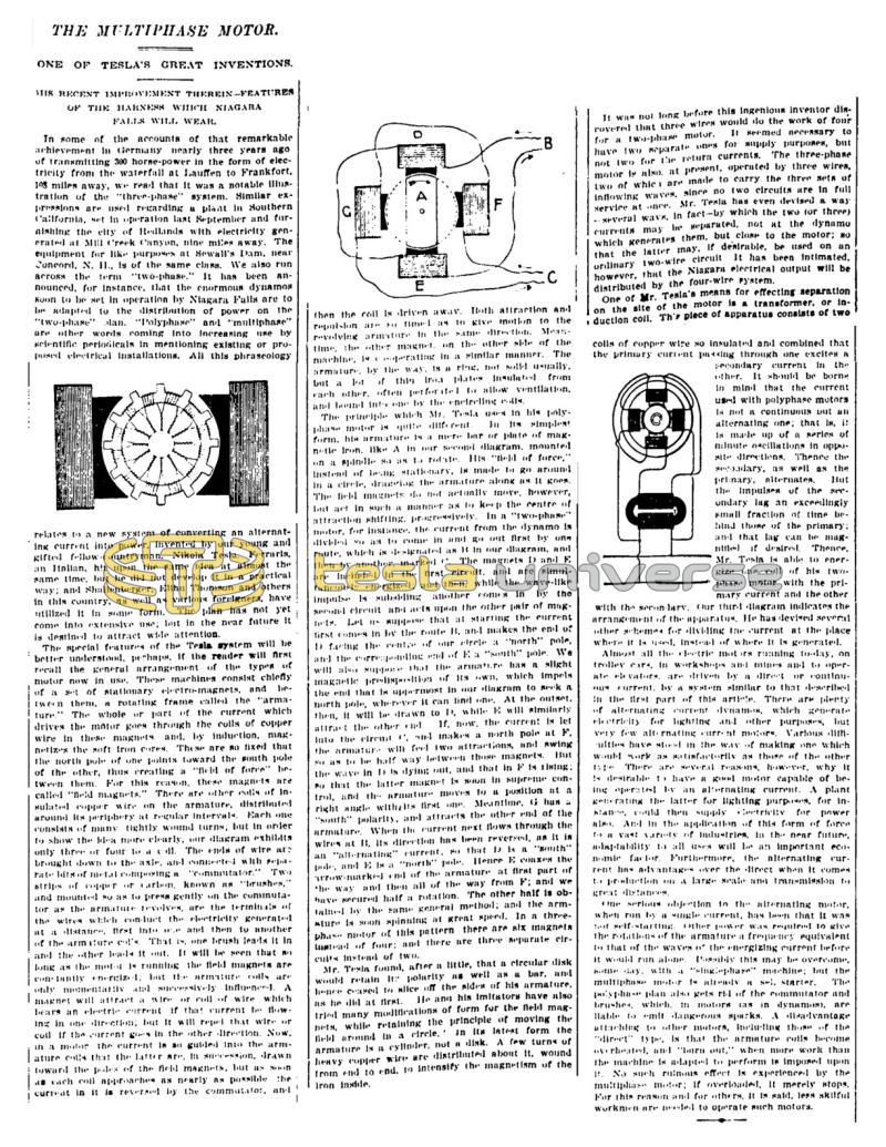 Preview of The Tesla Multiphase Motor article