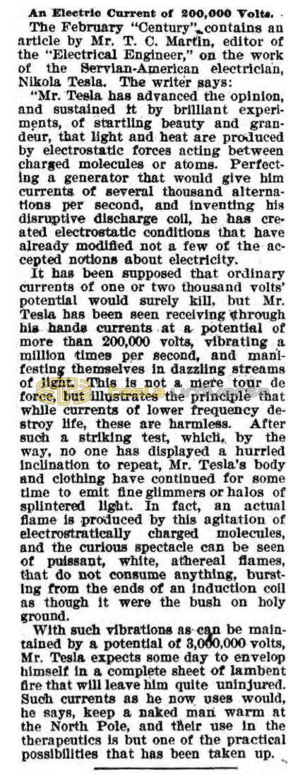 Preview of An Electric Current of 200,000 Volts article