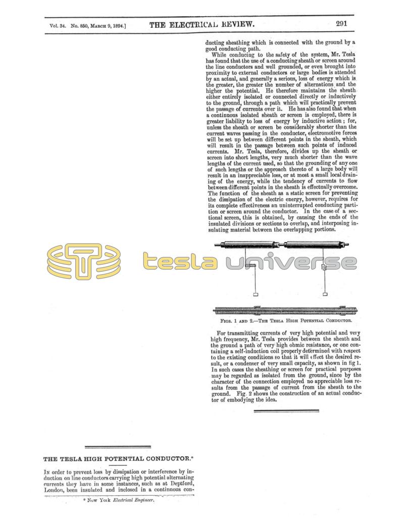 Preview of The Tesla High Potential Conductor (Reprint 2) article