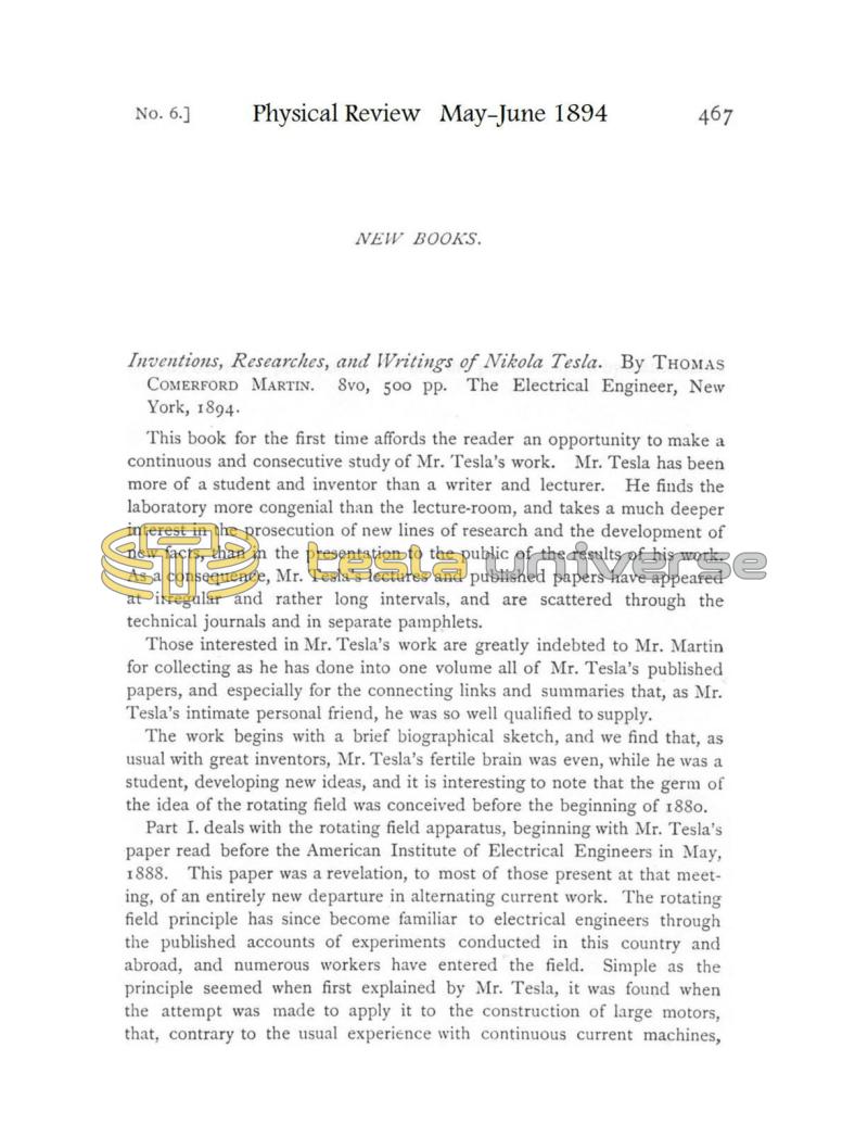 Preview of Inventions, Researches, and Writings of Nikola Tesla - Review article