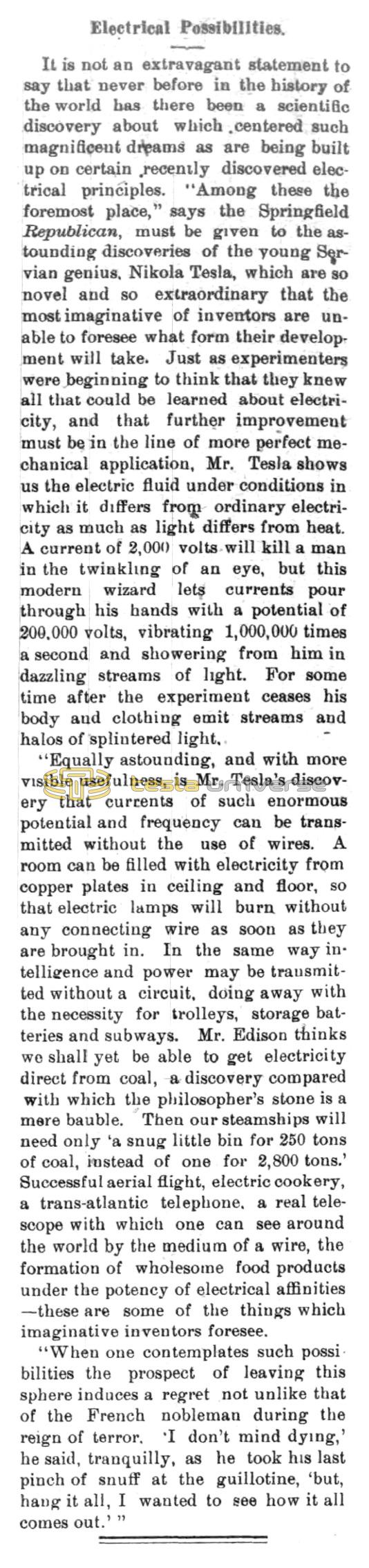 Preview of Electrical Possibilities article