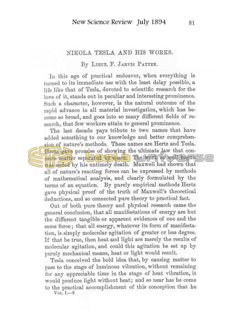 Preview of Nikola Tesla and His Works article