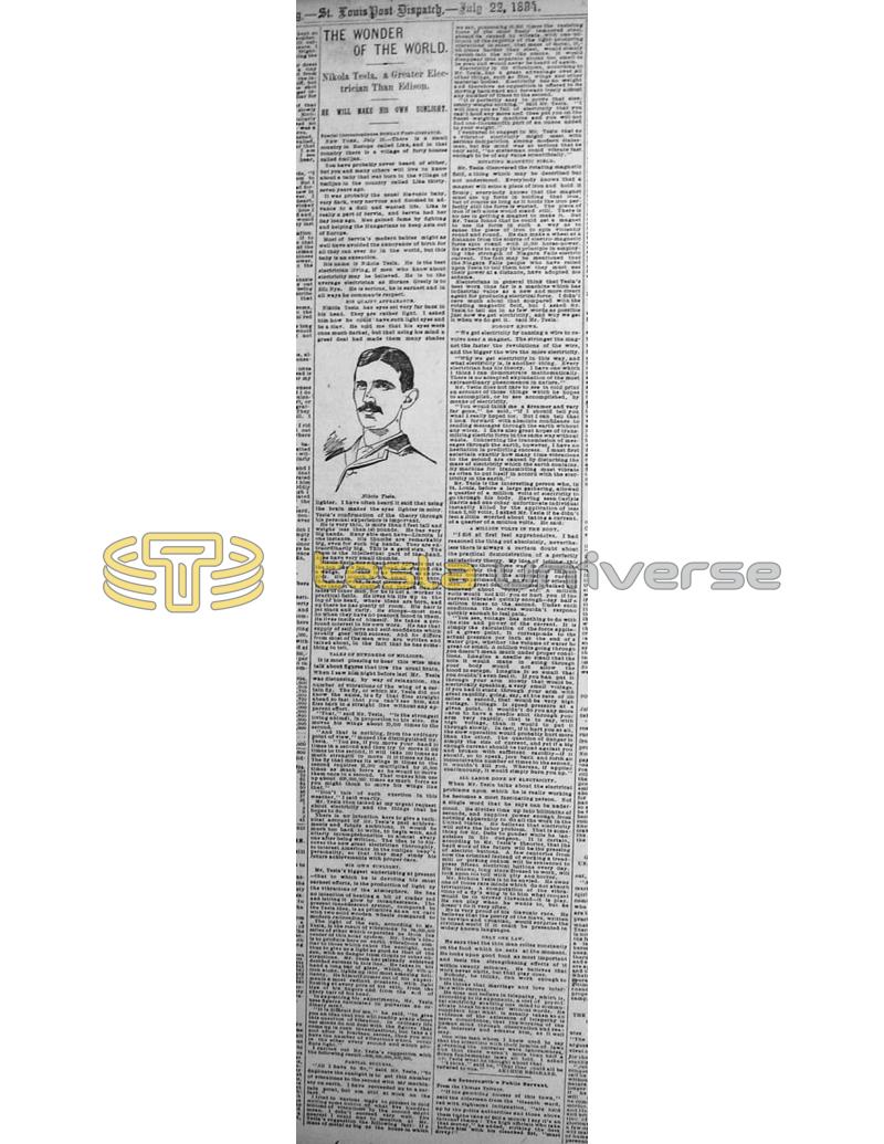 Preview of The Wonder of the World - Nikola Tesla, a Greater Electrician Than Edison article