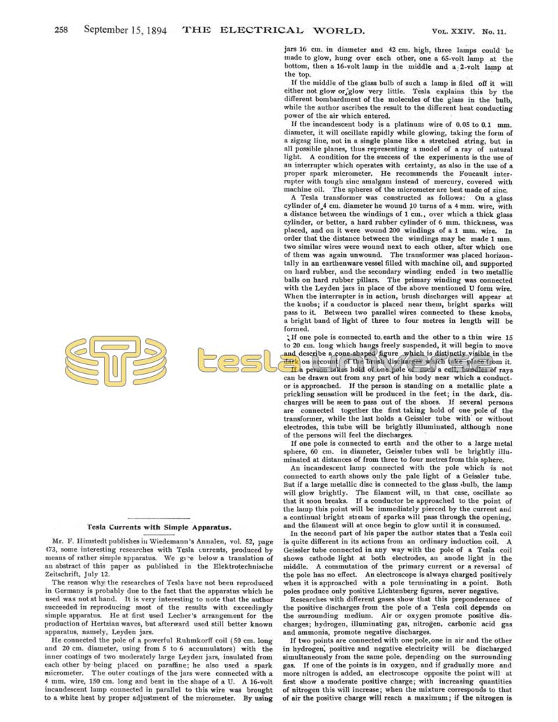 Preview of Tesla Currents with Simple Apparatus article