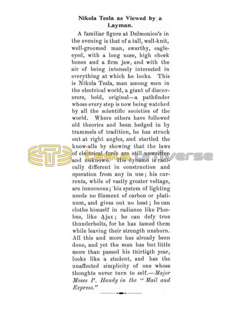 Preview of Nikola Tesla as Viewed by a Layman article