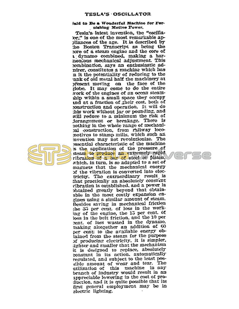 Preview of Tesla's Oscillator article