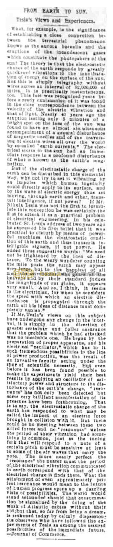 Preview of From Earth to Sun - Tesla's Views and Experiences article