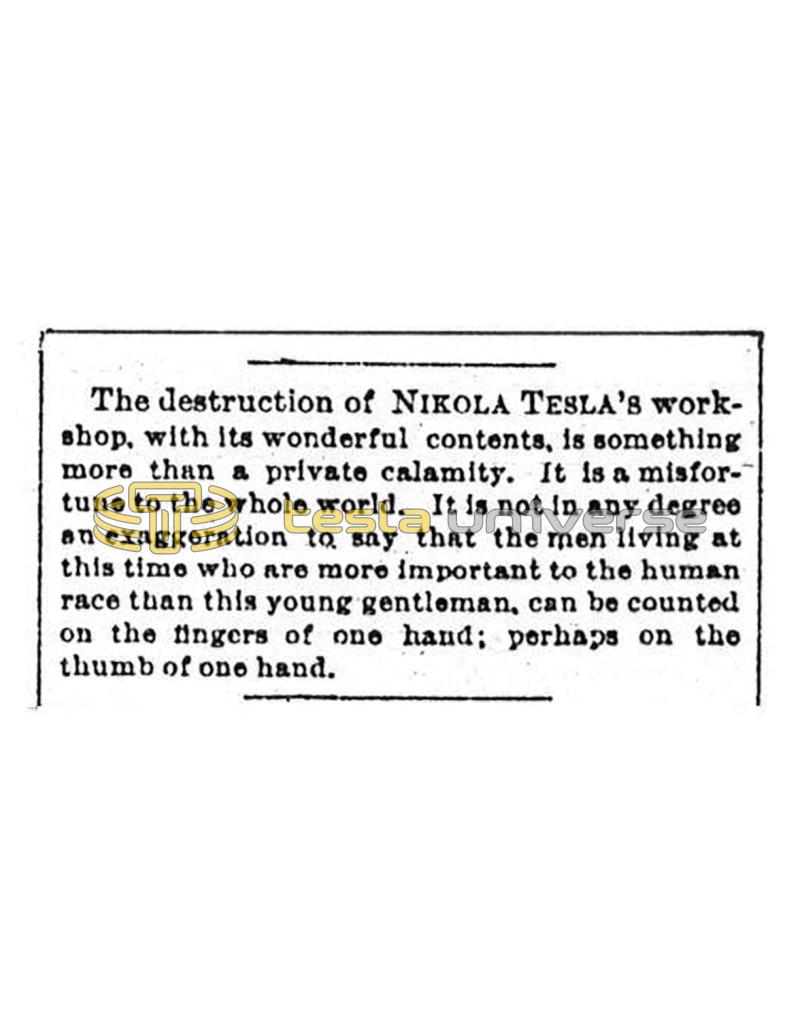 Preview of Destruction of Tesla's Workshop - Misfortune to the World article