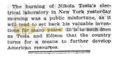 Preview of Burning of Nikola Tesla's Electrical Laboratory article