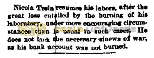 Preview of Nikola Tesla Resumes His Labors article