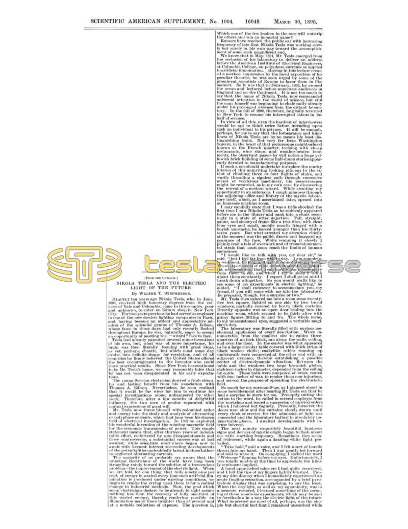 Preview of Nikola Tesla and the Electric Light of the Future article