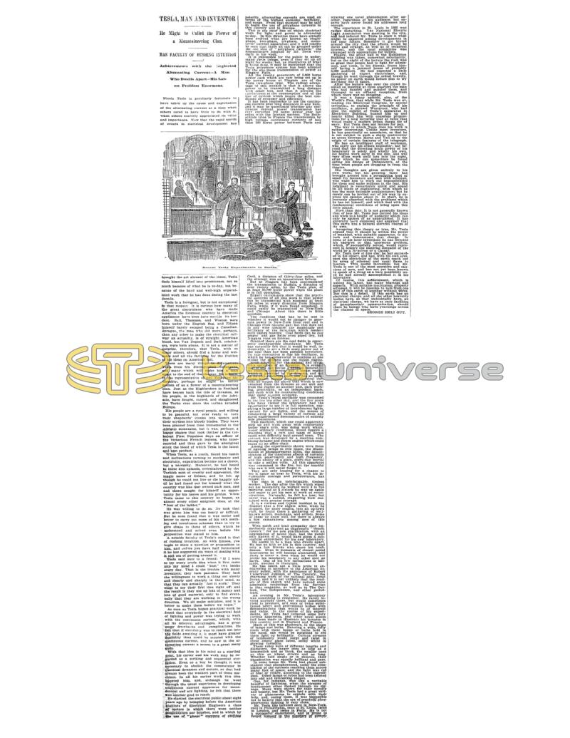 Preview of Tesla, Man and Inventor article