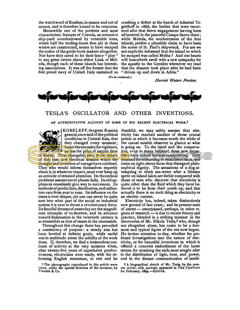 Preview of Tesla's Oscillator and Other Inventions article