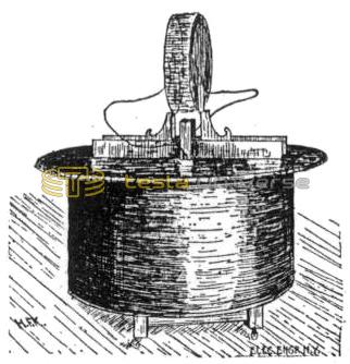Drawing of Tesla's experimental receiving coil