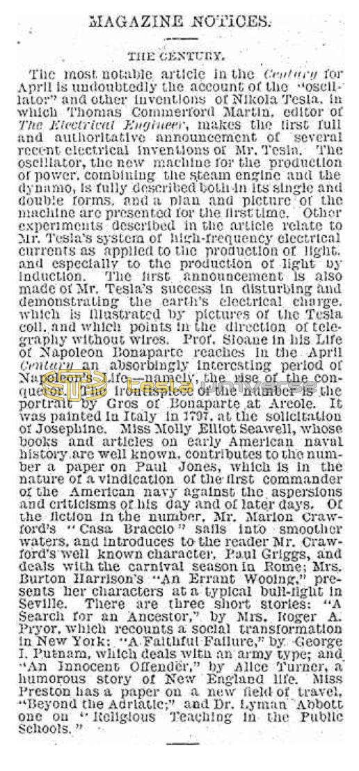 Preview of Magazine Notices - The Century (Apr. 1895) article