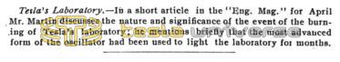 Preview of Tesla's Laboratory - Notice of Article by Mr. Martin article