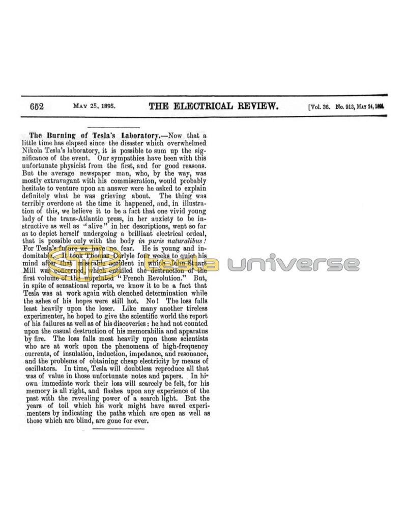Preview of The Burning of Tesla's Laboratory article