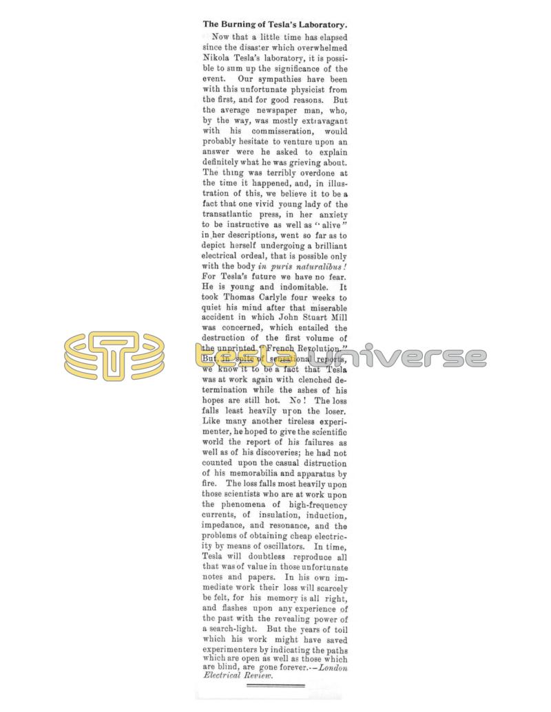 Preview of The Burning of Tesla's Laboratory article