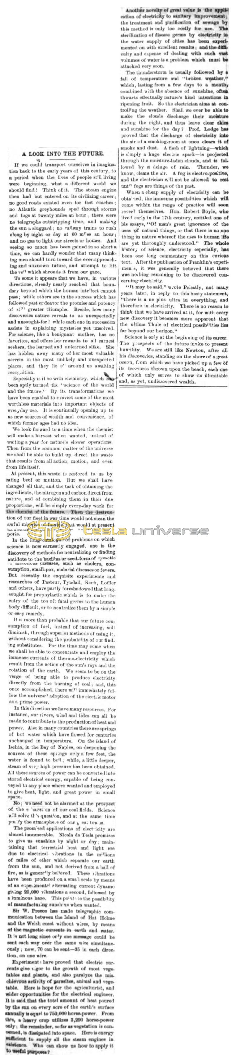Preview of A Look Into the Future article