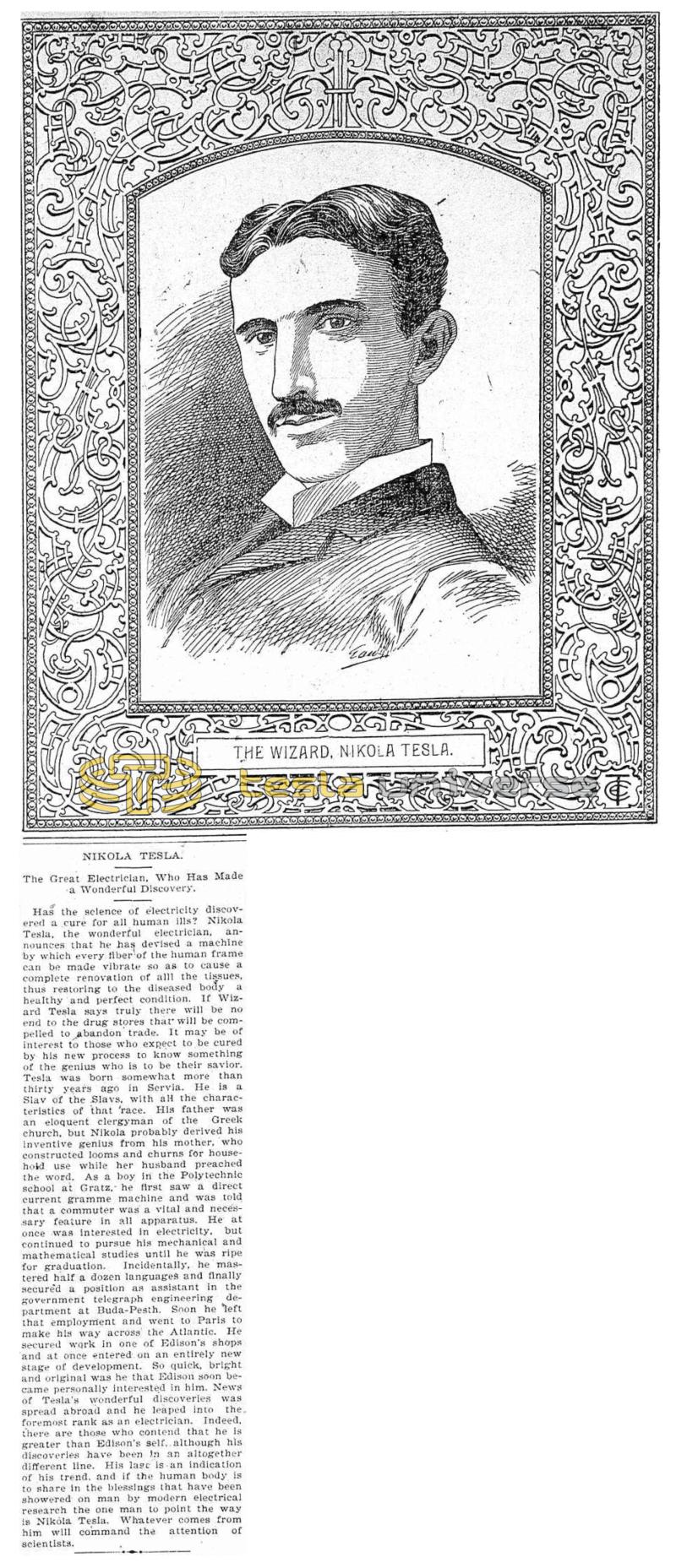 Preview of Nikola Tesla - The Great Electrician, Who Has Made a Wonderful Discovery article